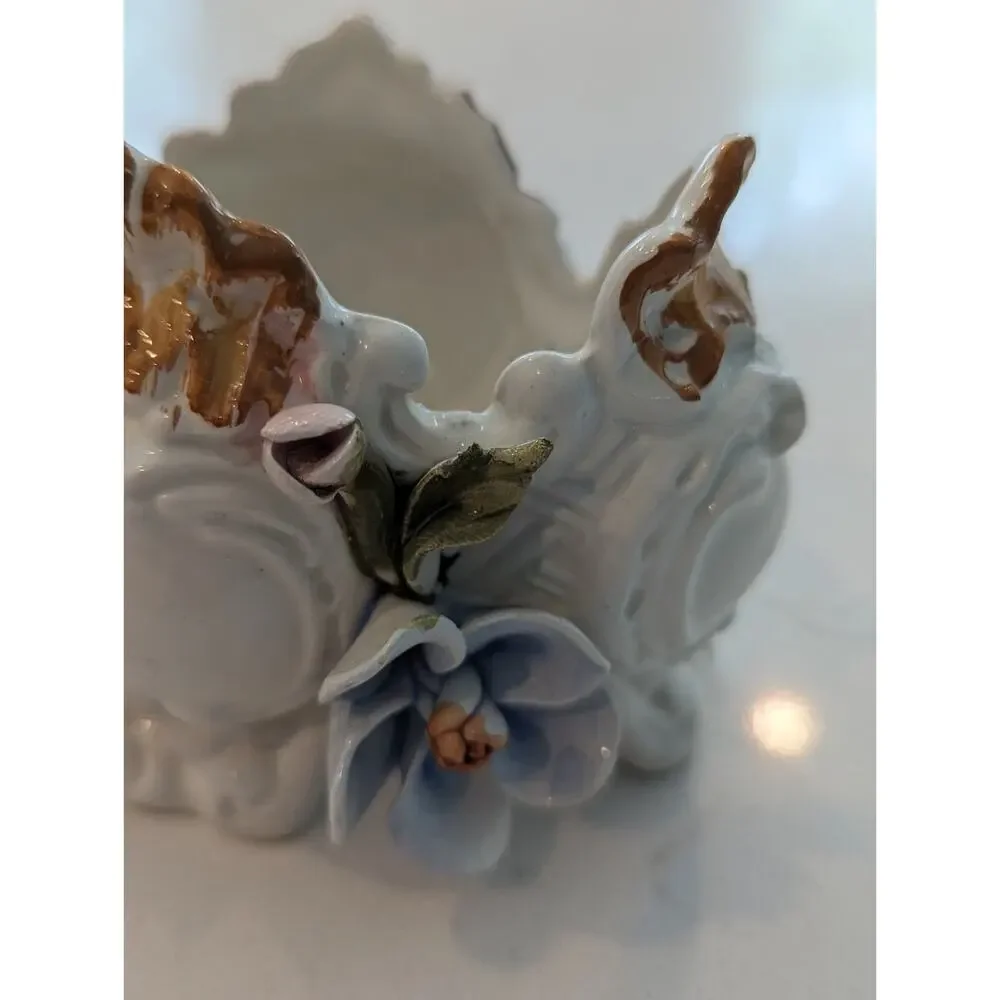 Bone China Vase Hand Painted Made In Italy Cottage Chic Decor Dainty